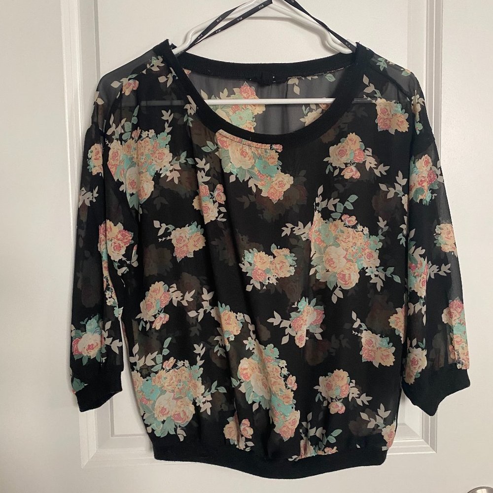 Sheer Black Floral Top